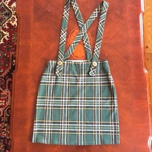 Hollister Green Plaid Overall Skirt Size XS